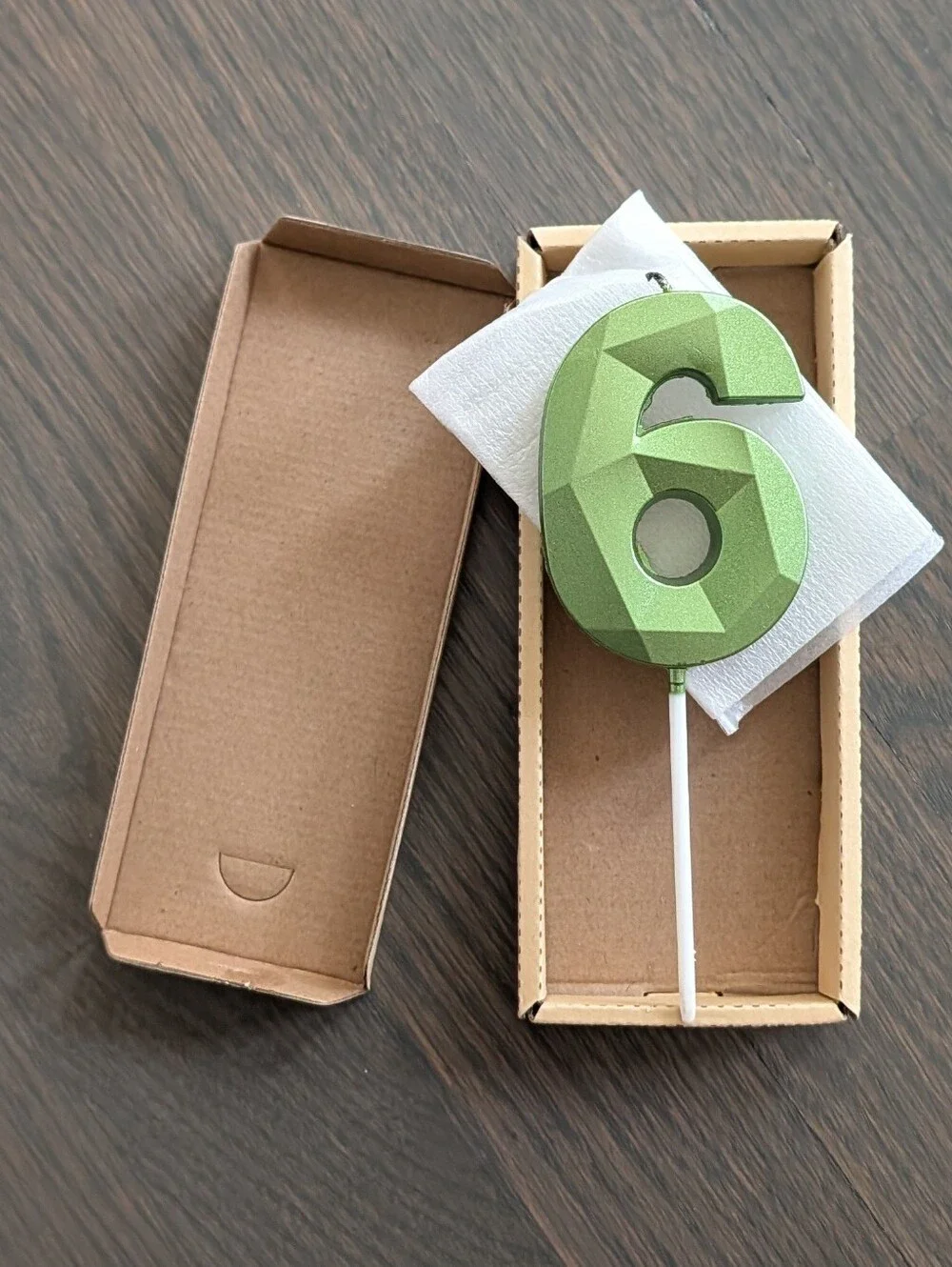 Number 6 Birthday Candle, Green, 2.67 Inch